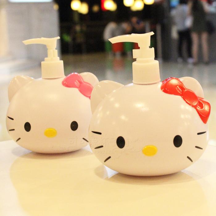 hello kitty猫头红色粉色压瓶 乳液瓶KT压嘴瓶沐浴瓶 洗手液瓶