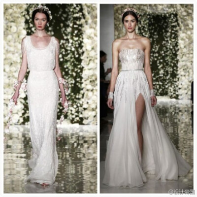 Reem Acra 2015秋冬的婚纱新作，把我们带到了一个仙子的世界。长长的花蔓缠绕出一个精灵的王国。看到如此美貌的花嫁纱，你会@ 谁呢？