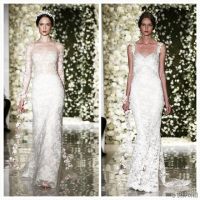 Reem Acra 2015秋冬的婚纱新作，把我们带到了一个仙子的世界。长长的花蔓缠绕出一个精灵的王国。看到如此美貌的花嫁纱，你会@ 谁呢？