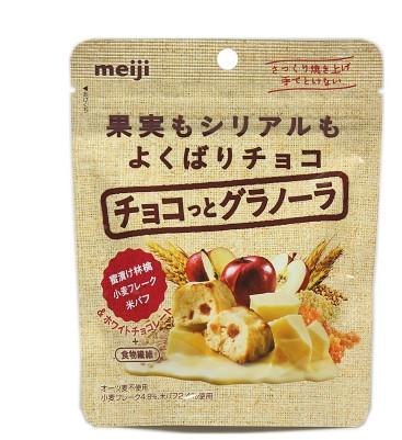 现货 日本进口零食进口 明治MEIJI 蜜饯苹果燕麦烧烤白巧克力41g