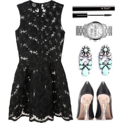 A fashion look from May 2013 featuring black mini dress, pointy toe shoes and pin earrings. Browse and shop related looks.