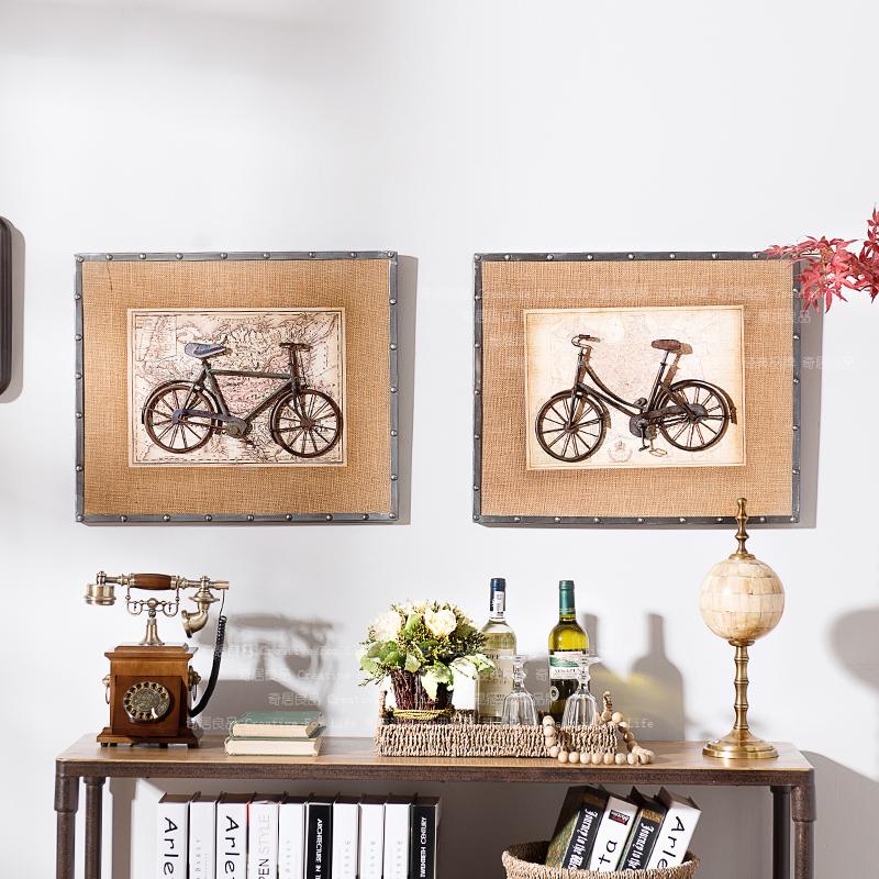 奇居良品 美式铁艺创意壁挂立体墙面装饰画挂饰 米洛自行车