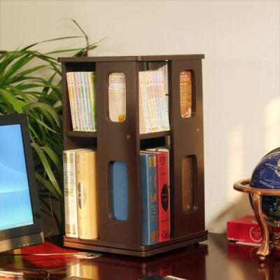 桌上旋转书架简易飘窗木质书架置物架学生书柜大容量桌面CD架