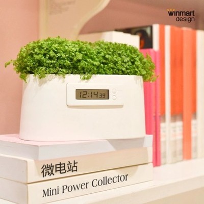 Winmartdesign 微电站时钟 靠植物发电的电子钟 防辐射