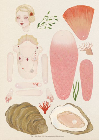 Lost Pearl Mermaid Paper Doll