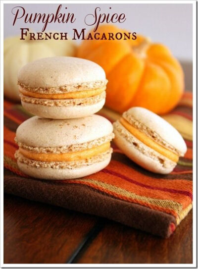 Pumpkin Spice French Macarons via FoodieMisadventures.com ~ recipe attached to this photo