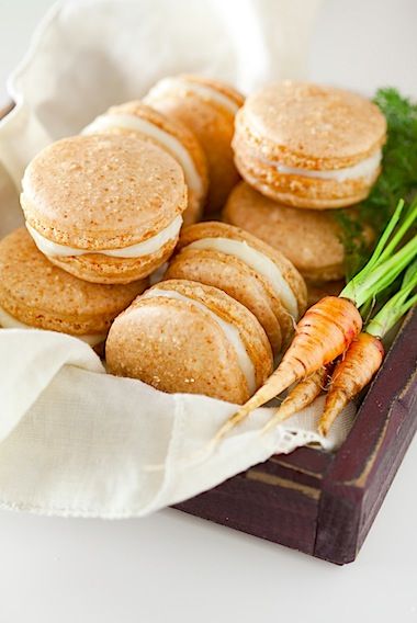 Carrot Cake Macarons with Maple Cream Cheese Frosting