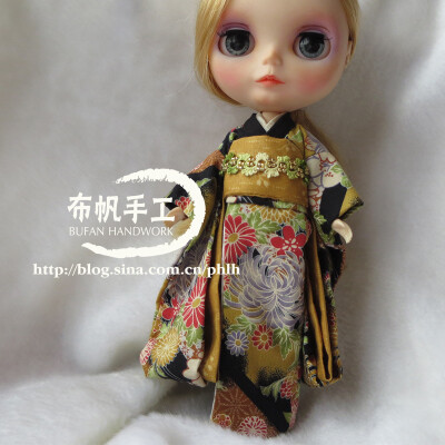 二手 Blythe小布/licca六分娃衣和服振袖款菊幻