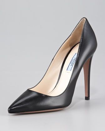 Capretto Leather Pointed-Toe Pump by Prada #Pump #Prada