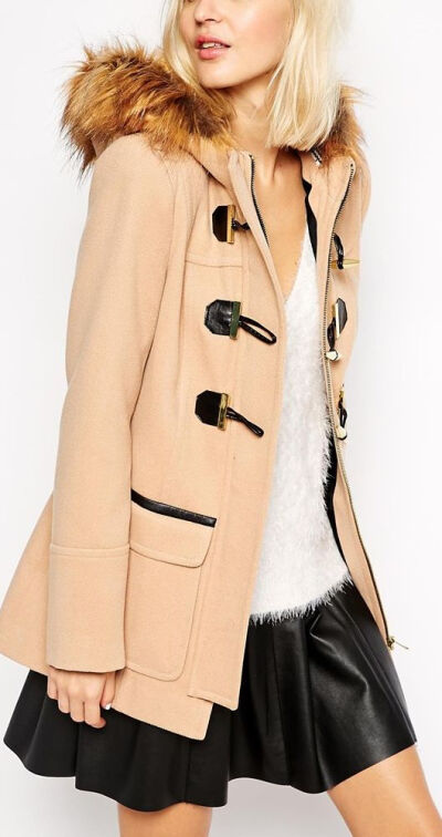 Beige beauty - love the faux fur trim on the hood http://rstyle.me/n/tmcqsn2bn