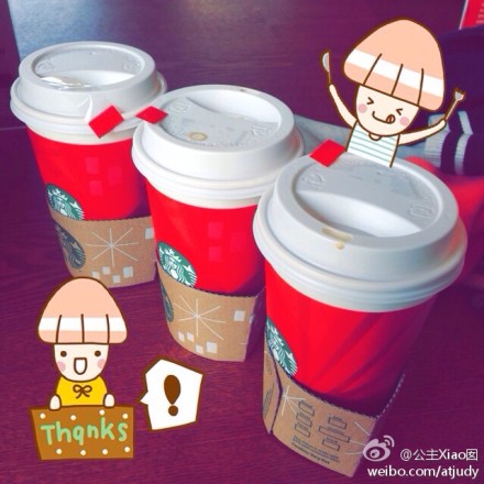 ️Lunch time，领导请客喝STARBUCKS…人手一杯，凑个“全家福”咯！Aha～#囡Style# Friday的午后，捧一杯浓醇热咖，既解腻，又提神，自然心情大佳。若再配上蛋糕一块，芝士也好，慕斯也罢，想必那都是极好的。