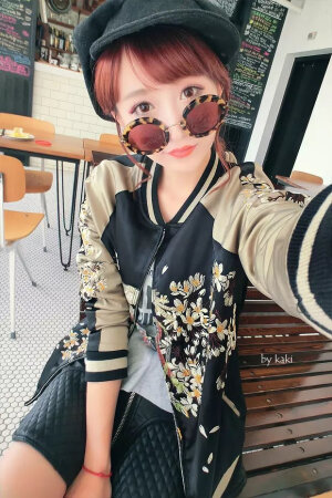 菁菁秀红人同款欧美大牌奢华重工刺绣棒球衫外套夹克立领短外套