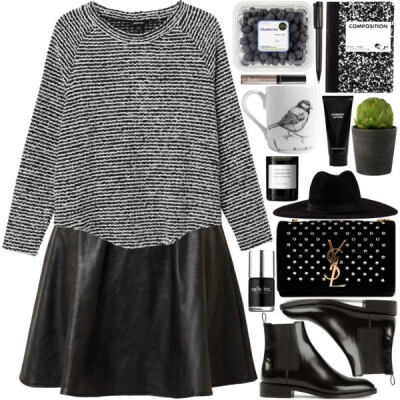 A fashion look from November 2014 featuring Monki, skater skirt and black booties. Browse and shop related looks.