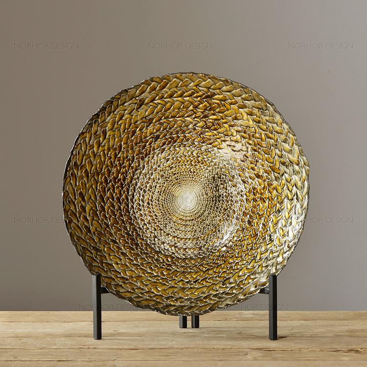 北欧表情土耳其进口美式乡村卡卡迪琉璃玻璃装饰盘摆件