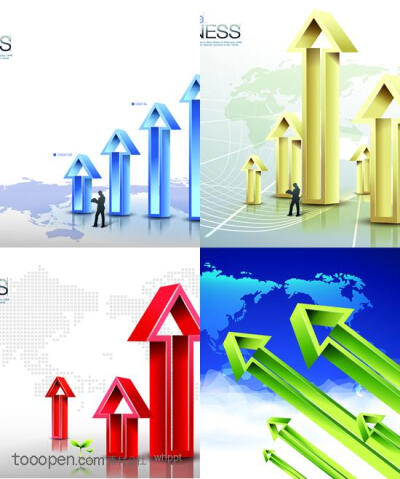 立体走势箭头信息金融海报矢量图