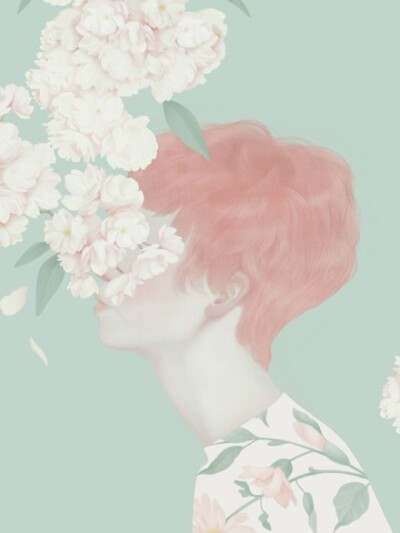 女孩与花。作者：Hsiao Ron Cheng