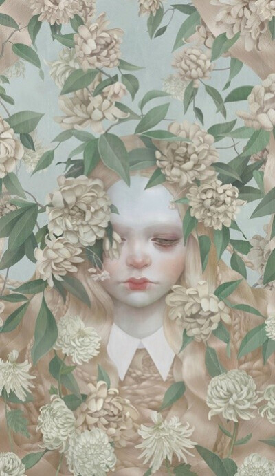 女孩与花。作者：Hsiao Ron Cheng