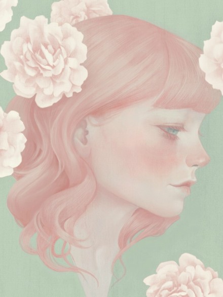 女孩与花。作者：Hsiao Ron Cheng