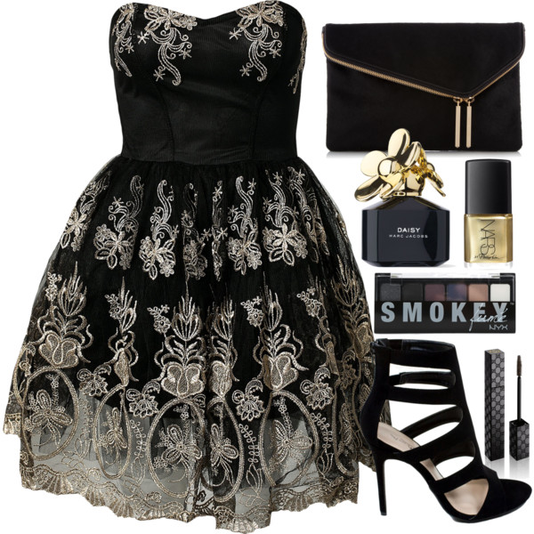 A fashion look from September 2014 featuring short dresses, high heel pumps and black purse. Browse and shop related looks.