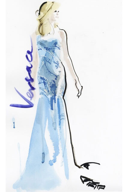 Versace couture, Fall 2012. David Downton illustration.