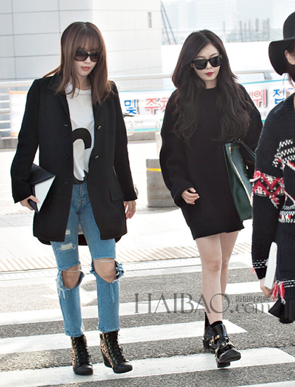 4minute组合成员全智允金泫雅11月7日韩国仁川机场街拍飞上海