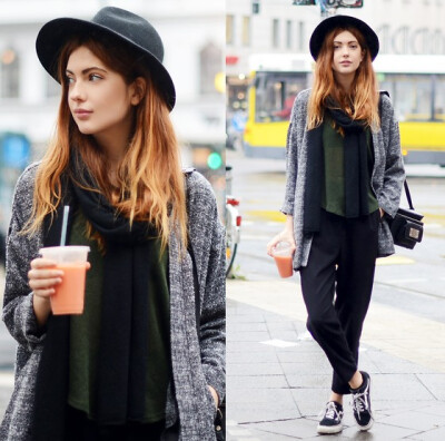Ebba Zingmark - Monki Coat, Weekday Pants, Windsor Top, Rx Bag, Vans Sneakers, 2hand Hat - Monday stroll in Berlin