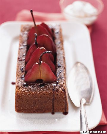 Poached Pears with Gingerbread