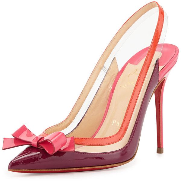 Christian Louboutin Suspenodo Red-Sole Colorblock Slingback Pump ($745) found on Polyvore