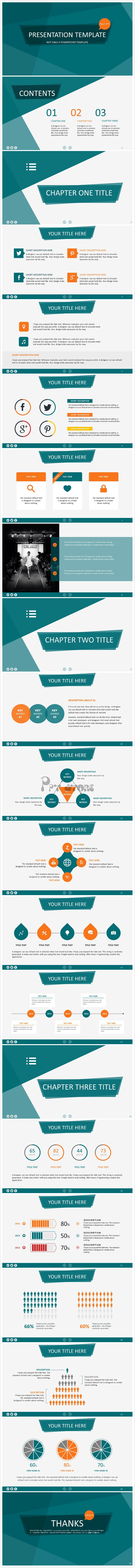 高端商务蓝：超实用扁平化通用商务PPT模板