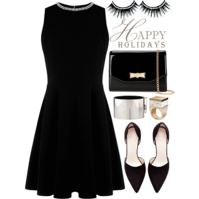 A fashion look from November 2014 featuring black dress, black pumps and crossbody purse. Browse and shop related looks.