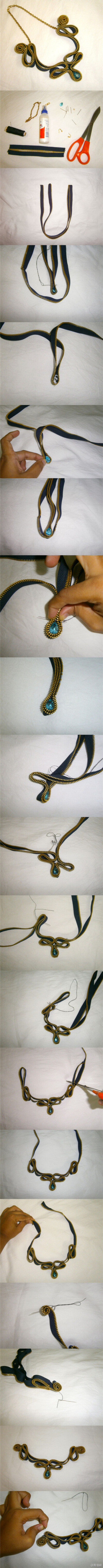 #8 DIY Zipper Jewelry# by Passion Make。八种拉链饰物的制作！可以酷也可以柔美~国外有达人专门做这类手工，比如说Kate Cusack的拉链珠宝系列，极具想象力与张力，成品真的有如珠宝一样灿烂，有兴趣可以找一下瞧瞧…