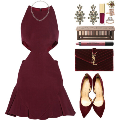 A fashion look from November 2014 featuring short cut out dresses, d'orsay shoes and velvet handbag. Browse and shop related looks.