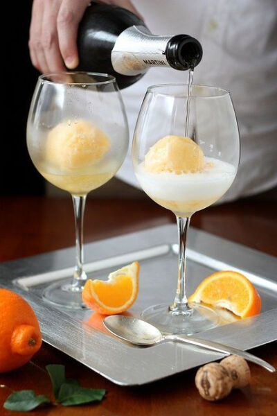 Best &amp;quot;mimosa&amp;quot; uses orange sherbet instead of orange juice! This would be so good with sparkling juices too