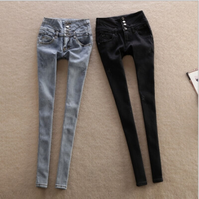 2014秋装新款高腰牛仔裤女韩版显瘦弹力铅笔裤修身潮长裤