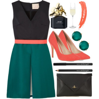 A fashion look from September 2014 featuring sleeveless pleated dress, carvela shoes and black envelope clutch bag. Browse and shop related looks.