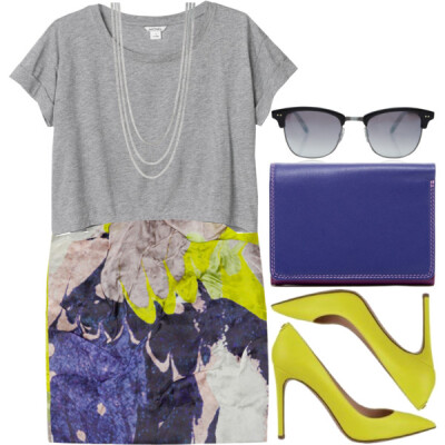 A fashion look from September 2014 featuring crop tee, mini skirt and heels &amp;amp; pumps. Browse and shop related looks.