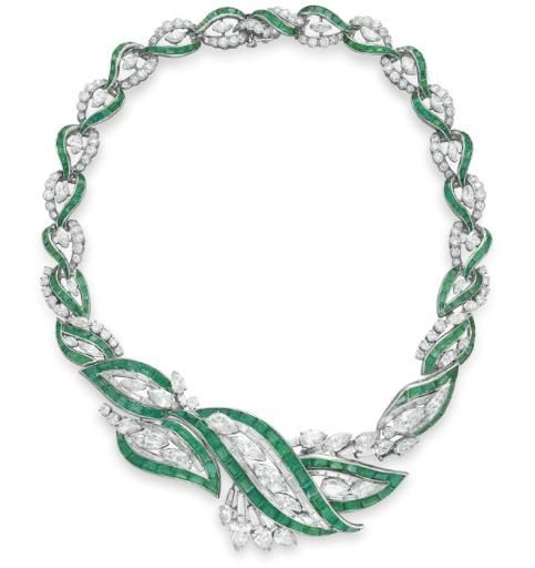 Emerald and diamond necklace by Oscar Heyman &amp;amp; Brothers, 1956. Elizabeth Taylor collection, Christie’s.