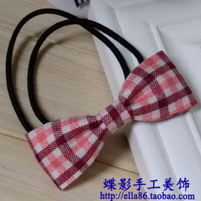 DIY手工蝴蝶结发饰 格仔系例