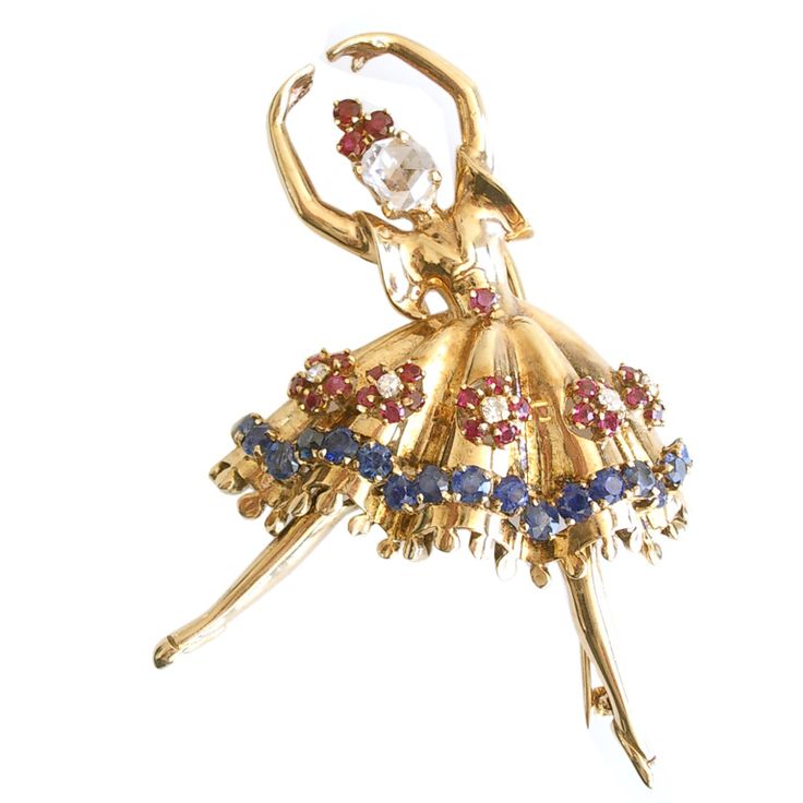 A delightful ballerina brooch attributed to Rubel for Van Cleef and Arpels, c. 1940