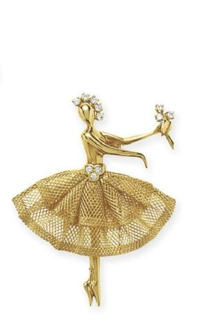 DIAMOND AND GOLD BALLERINA BROOCH, BY VAN CLEEF &amp;amp; ARPELS