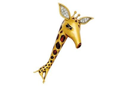 An Enamel, Diamond and Gold Giraffe Brooch, Van Cleef