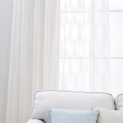 预售价 ¥35 S-416白色绣花窗帘窗纱布料 欧式田园客厅卧室阳台纱帘 大树叶