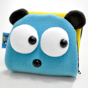 PLUMO可爱短款萌钱包卡通布艺毛绒日韩多卡位创意情侣 钱潘达浅蓝