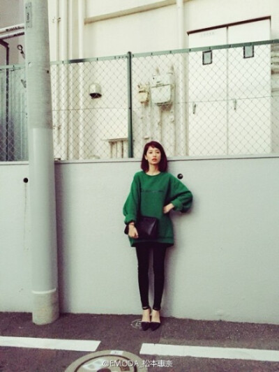 #EMODA# #松本恵奈# 20141003_COORDINATE，去了BEDWIN的展示會，TOPS : champion×emoda，SHOES : Alexander Wang，BAG : CHANELvintage