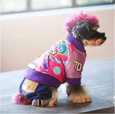 日本它它touchdog彩色波点运动棉衣 秋冬宠物衣服 狗狗衣服 服饰