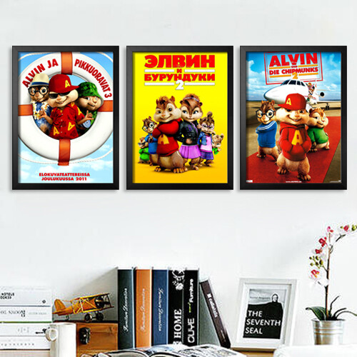 Alvin and the Chipmunks 可爱卡通鼠来宝儿童房装饰画挂画