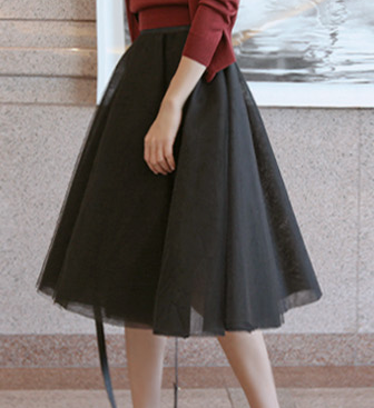 秋季 tangostyle 韩国进口 高腰蓬蓬网眼半身裙