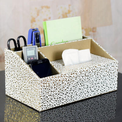 华美仕 创意皮质多功能纸巾盒 桌面遥控器收纳盒 抽纸盒纸抽盒