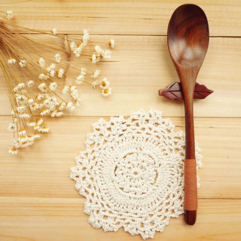 复古绕线大号原木质饭汤勺子汤匙 卡其黑色2款绕绳勺大号 zakka