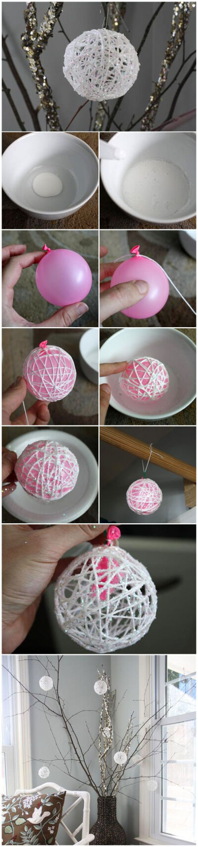 DIY ~~ making string ornaments.